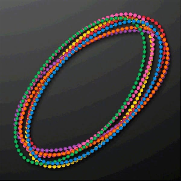 Endless Games Smooth Round Opaque Bead Mardi Gras Necklace, Assorted Color, 12PK EN3331670 - main